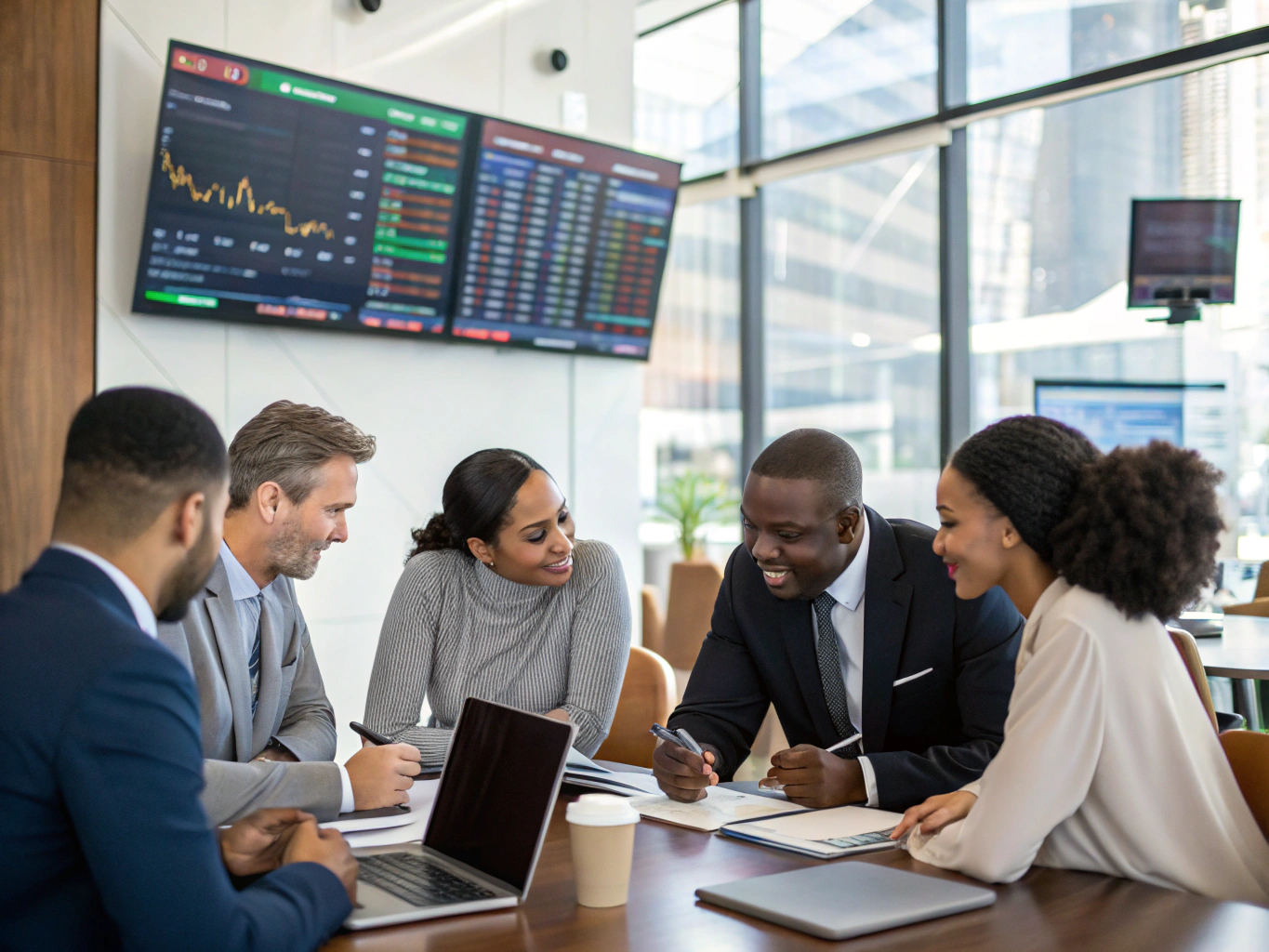 Collaborative finance team meeting